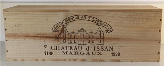 A cased Imperial of Chateau dIssan, Margaux, 1998.